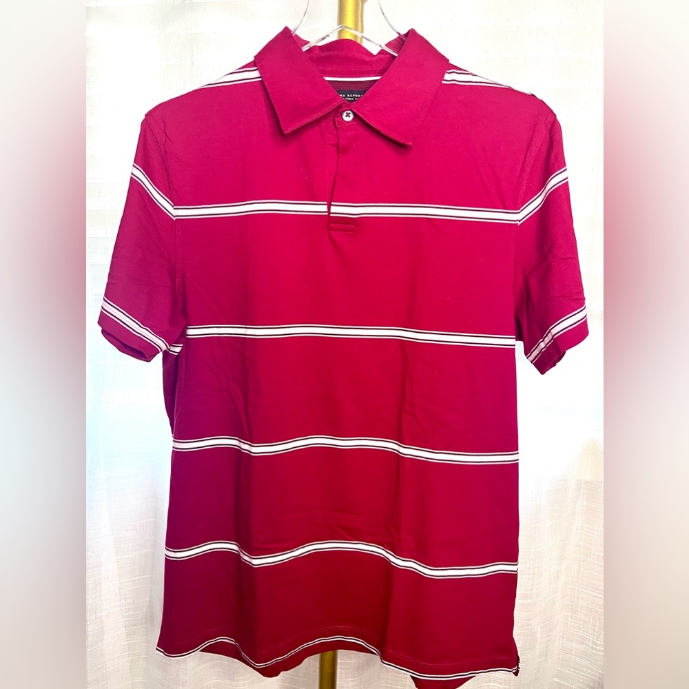 Men’s Fitted Polo Shirt Banana Republic in Red/White Stripes Sz S